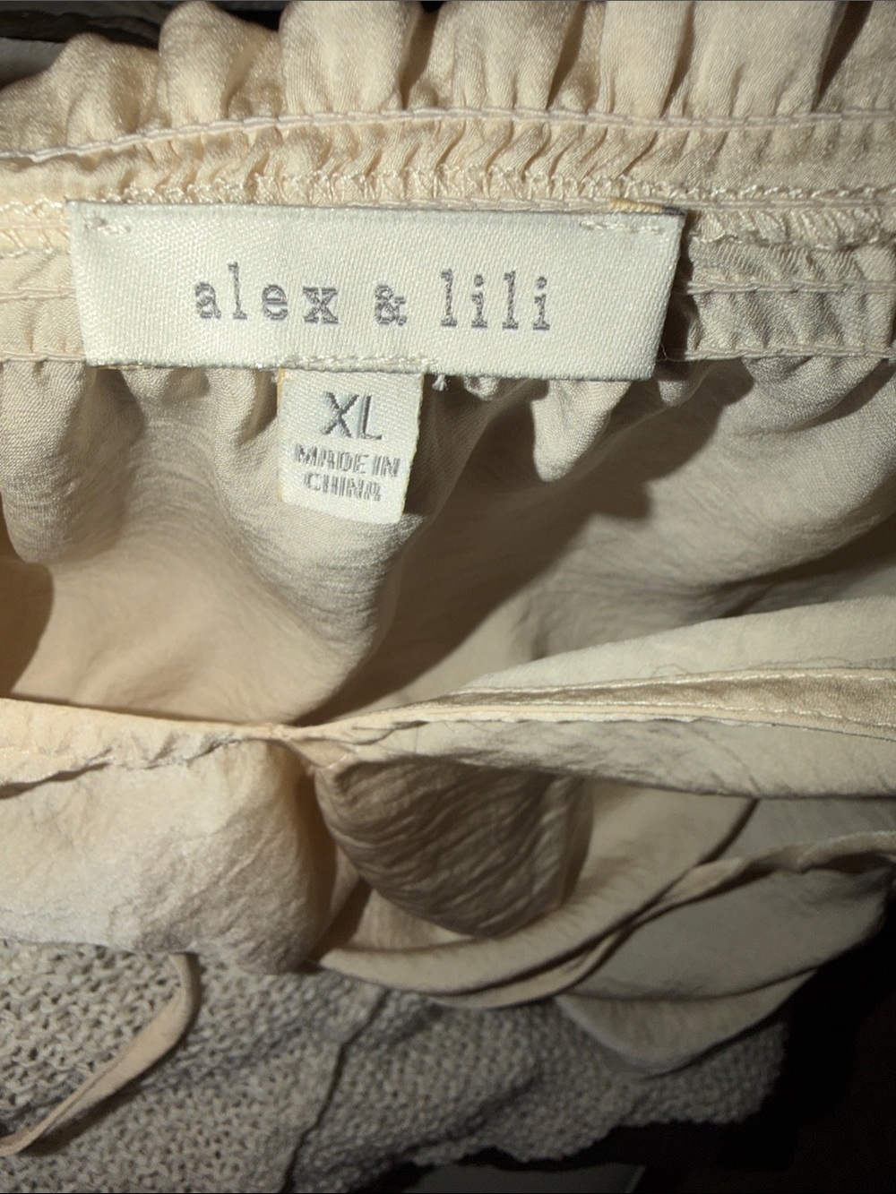 Ruffle-Trim Alex & Lilli V-Neck Sleeveless Camisole in Cream - Picture 11 of 11
